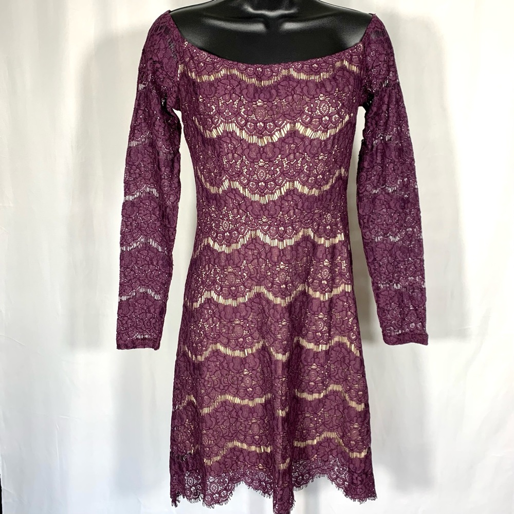 Xhilaration Eyelash Lace Long Sleeve Dress